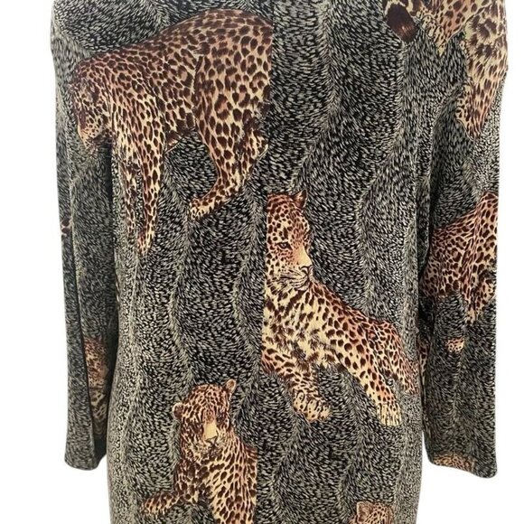 Cité Leopard Print Midi Dress 2X Animal Stretchy Plus Safari Classic Retro Chic - Picture 7 of 12
